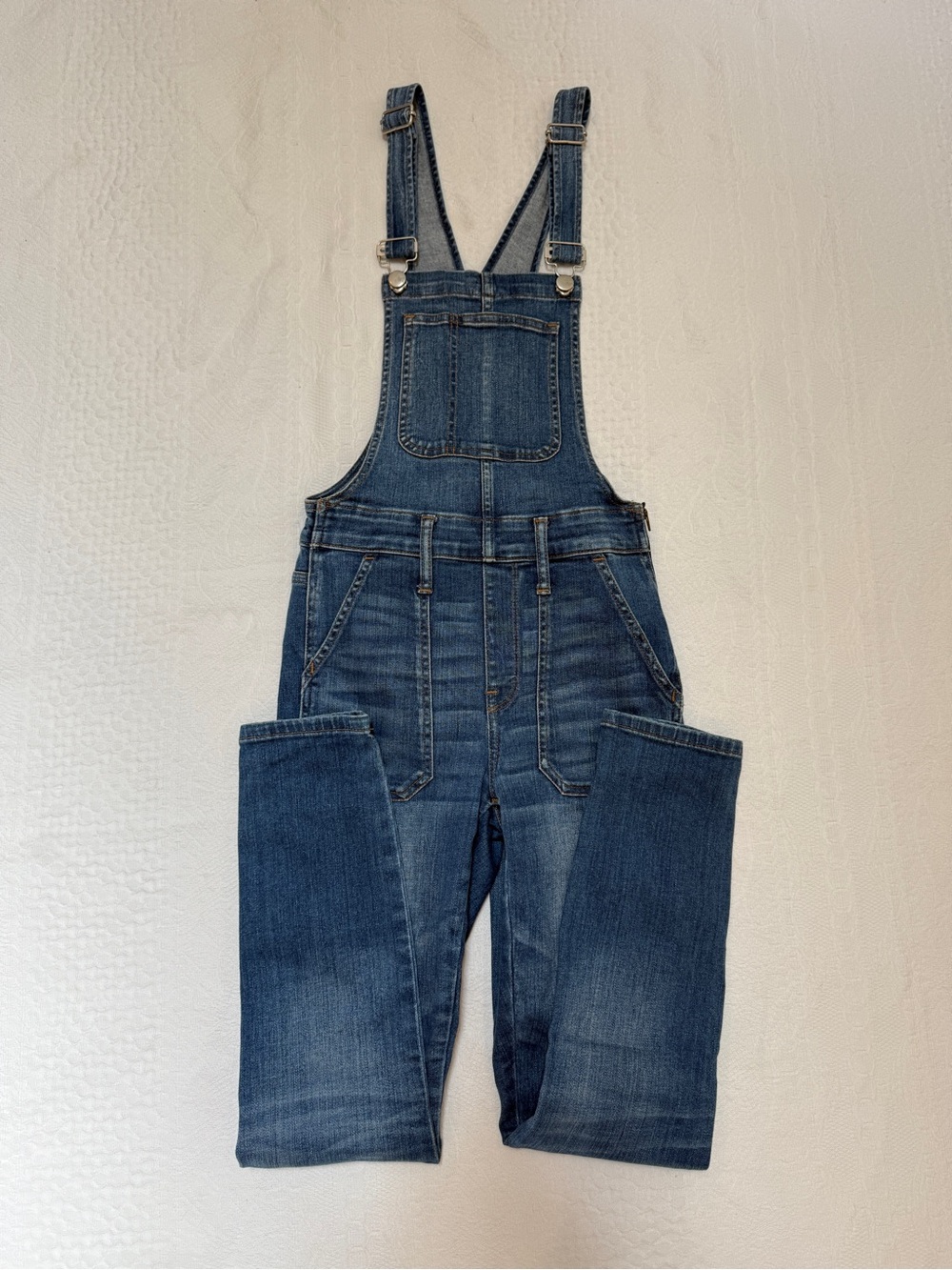 Madewell Skinny Overalls Medium Wash Denim Bib Dungarees Size XS